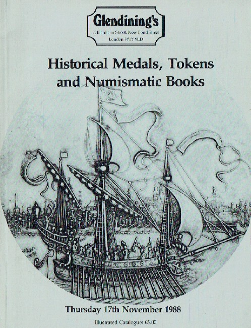 Glendinings November 1988 Historical Medals, Tokens & Numismatic Books