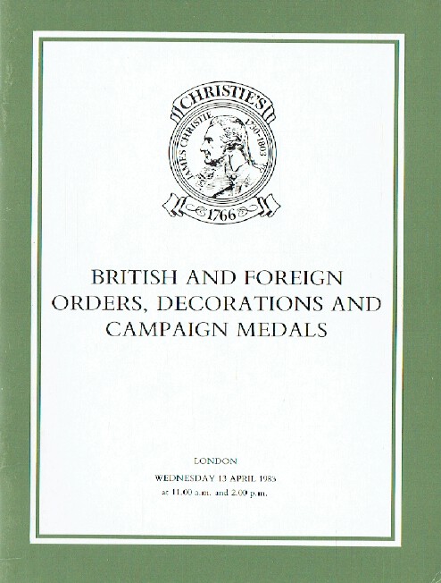 Christies April 1983 British & Foreign Orders, Decorations & Campaign Medals