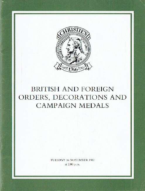 Christies November 1982 British & Foreign Orders, Decorations & Campaign Medals