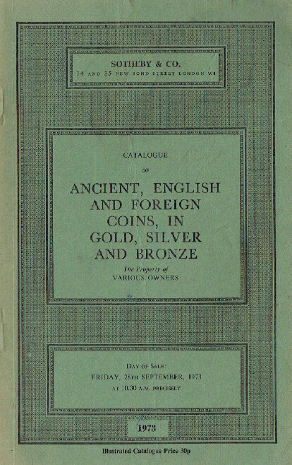 Sothebys September 1973 Ancient, English & Foreign Coins - Gold, Silver & Bronze