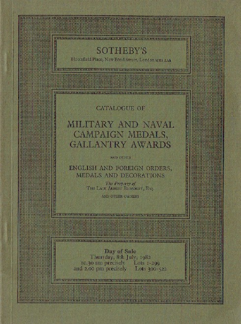 Sothebys July 1982 Military & Naval Campaign Medals, Gallantry Awards etc.