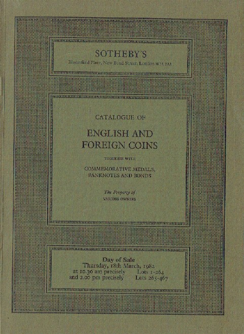 Sothebys March 1982 English & Foreign Coins - Click Image to Close