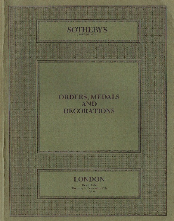Sothebys November 1984 Orders, Medals & Decorations