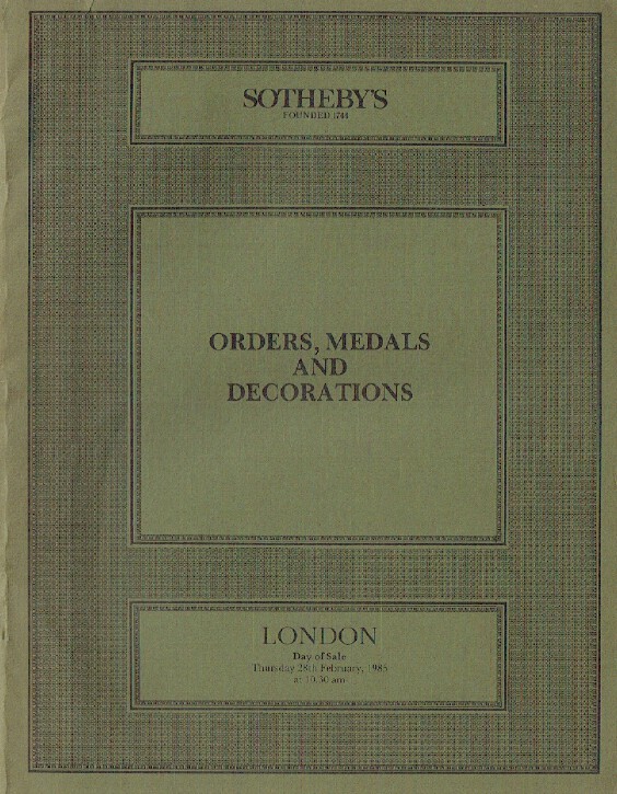 Sothebys February 1985 Orders, Medals & Decorations