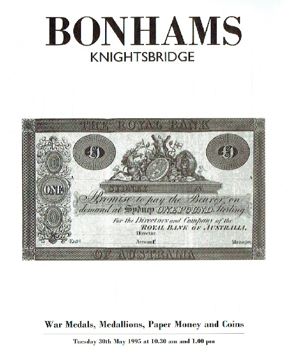 Bonhams May 1995 War Medals, Medallions, Paper Money & Coins