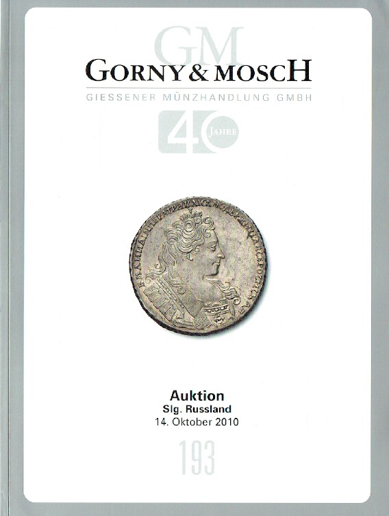 Gorny & Mosch October 2010 Coins - Russia