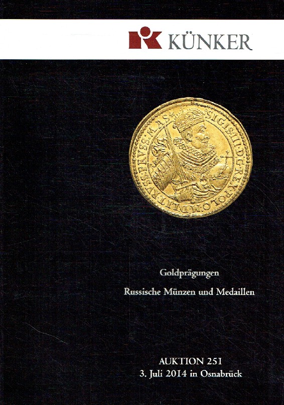 Kunker July 2014 Gold embossed Russian Coins & Medals