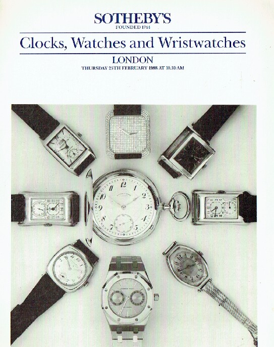 Sothebys February 1988 Clocks, Watches & Wristwatches