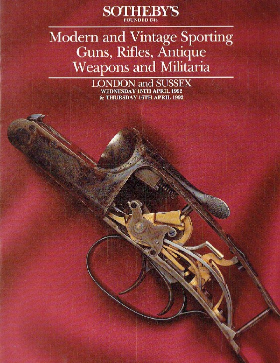 Sothebys April 1992 Modern & Vintage Sporting Guns, Rifles, Antique Weapons
