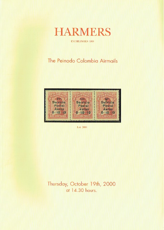 Harmers October 2000 The Peinado Colombia Airmails