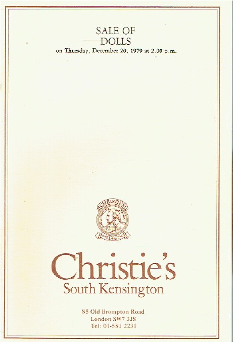 Christies December 1979 Sale of Dolls