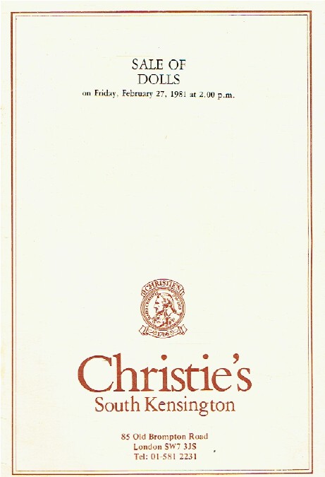 Christies February 1981 Sale of Dolls