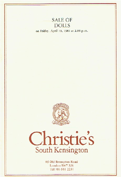 Christies April 1981 Sale of Dolls