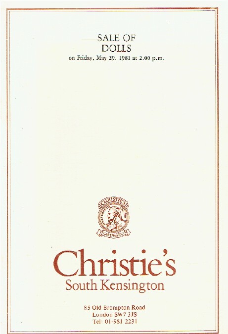 Christies May 1981 Sale of Dolls