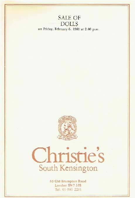 Christies February 1981 Sale of Dolls