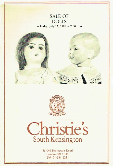 Christies July 1981 Sale of Dolls