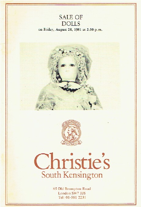Christies August 1981 Sale of Dolls