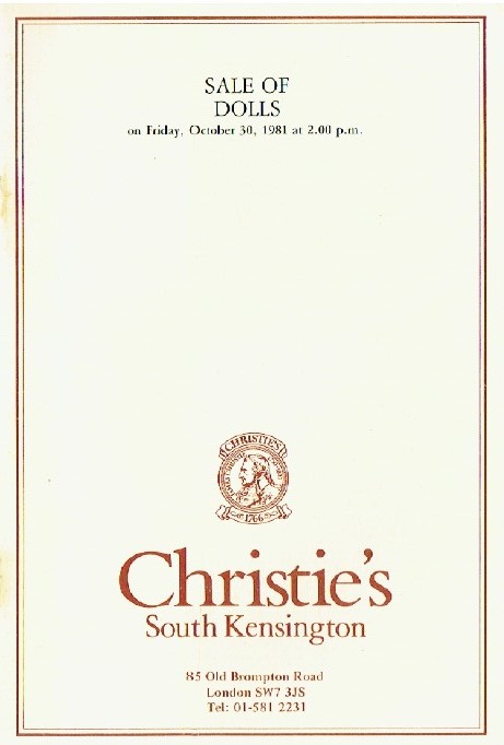 Christies October 1981 Sale of Dolls