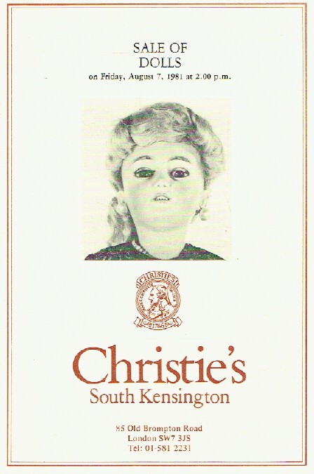 Christies August 1981 Sale of Dolls