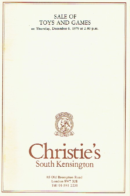 Christies December 1979 Sale of Toys and Games