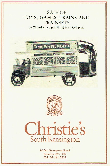 Christies August 1981 Sale of Toys, Games, Trains and Trainsets