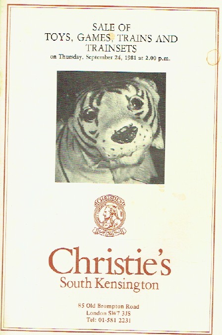 Christies September 1981 Sale of Toys, Games, Trains and Trainsets