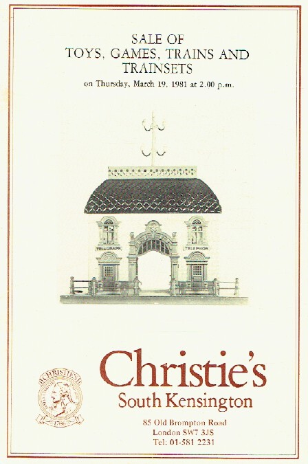 Christies March 1981 Sale of Toys, Games, Trains and Trainsets