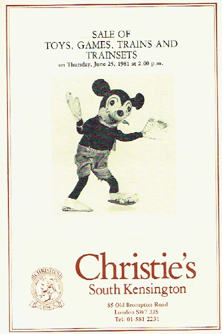 Christies June 1981 Sale of Toys, Games, Trains and Trainsets