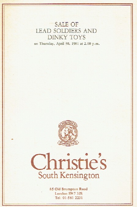 Christies April 1981 Sale of Lead Soldiers and Dinky Toys