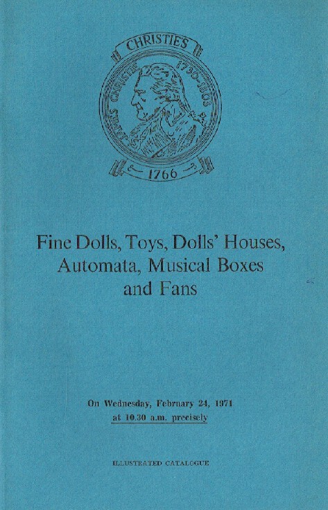 Christies July 1971 Musical Boxes, Toys, Dolls, Fans, Textiles & Costume