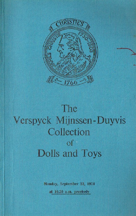 Christies September 1974 Dolls and Toys - Verspyck Mijnssen-Duyvis Collection