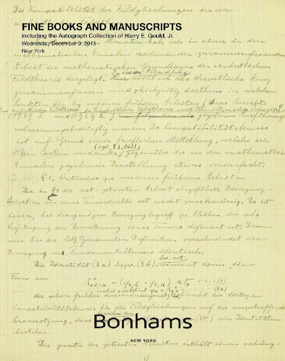 Bonhams December 2015 Fine Books & Manuscripts inc. Collection - Harry Gould