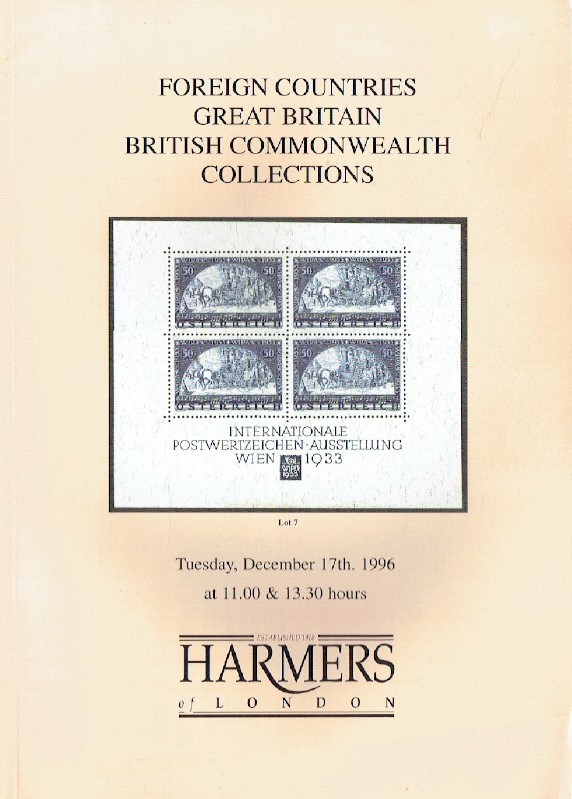 Harmers December 1996 Stamps - Foreign Countries, Great Britain, Commonwealth - Click Image to Close