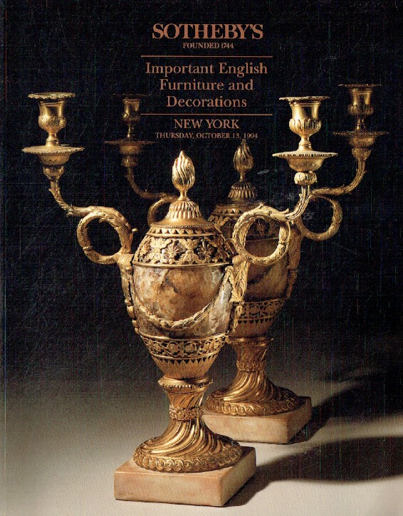 Sothebys October 1994 Important English Furniture & Decorations