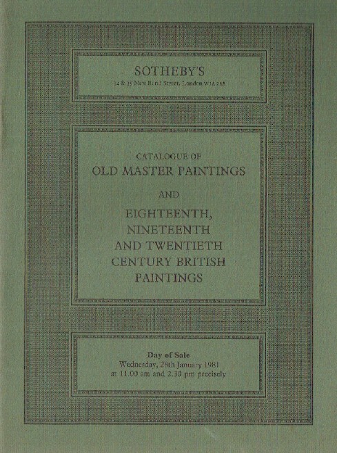 Sothebys January 1981 Old Master Paintings and 18th, 19th & 20th C Paintings
