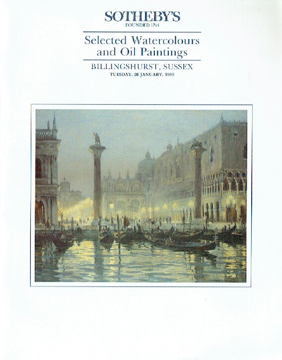 Sothebys January 1993 Selected Watercolours & Oil Paintings