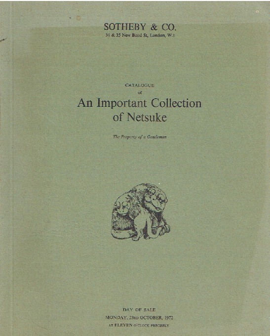 Sothebys October 1972 Important Collection of Netsuke