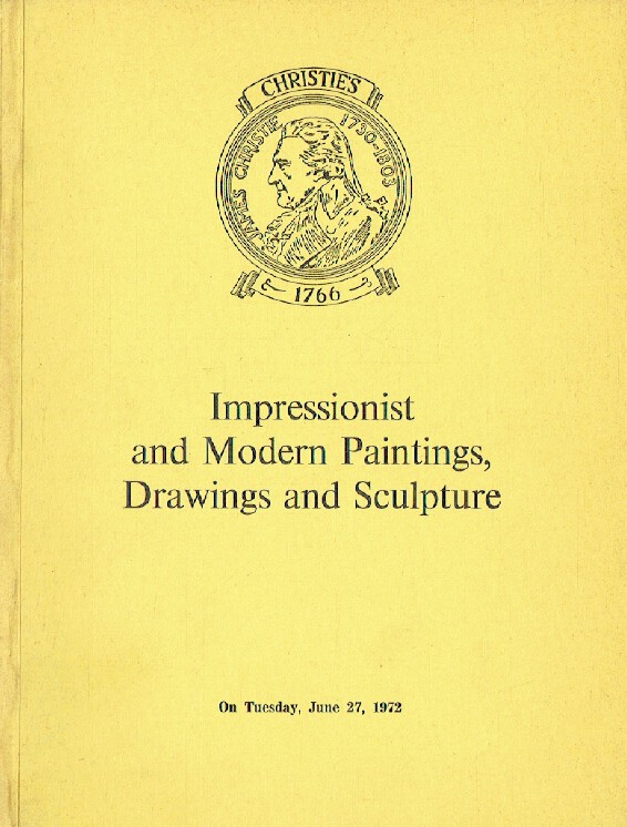 Christies June 1972 Impressionist & Modern Paintings, Drawings and Sculpture
