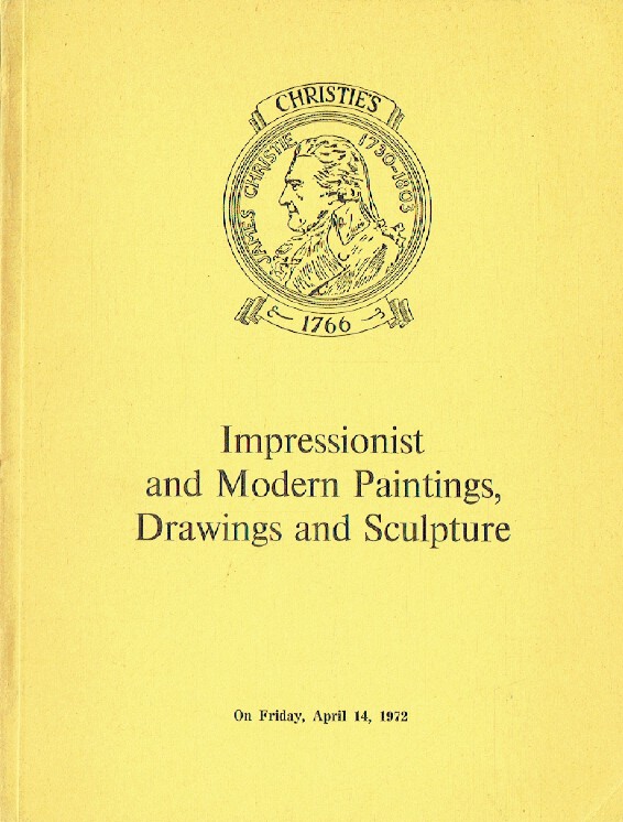 Christies April 1972 Impressionist & Modern Paintings, Drawings and Sculpture