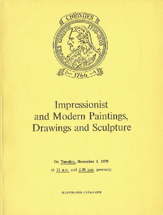 Christies December 1970 Impressionist & Modern Paintings, Drawings and Sculpture