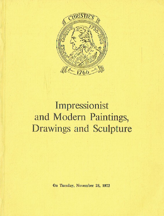 Christies November 1972 Impressionist & Modern Paintings, Drawings and Sculpture