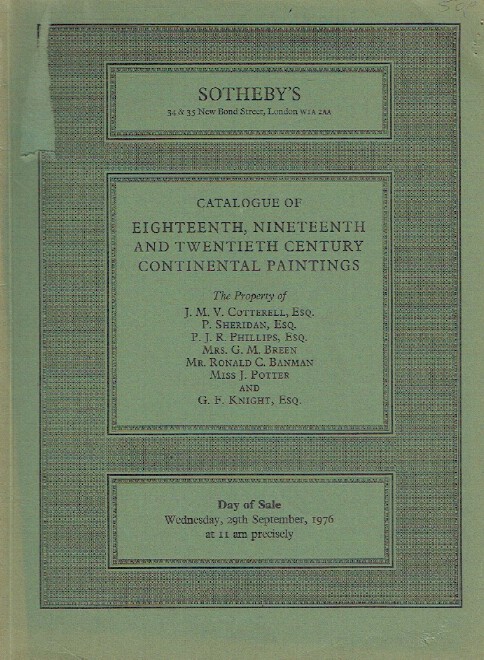 Sothebys September 1976 18th, 19th & 20th Century Continental Paintings