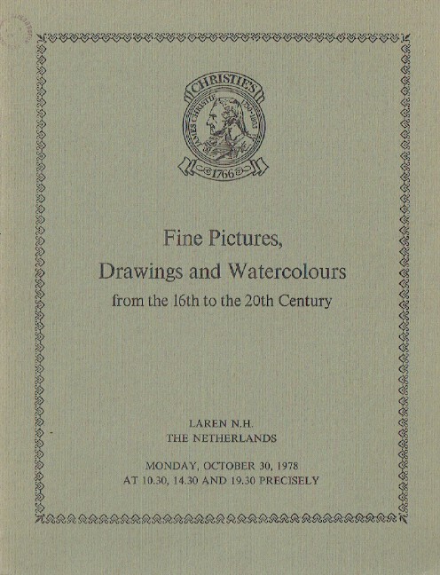 Christies October 1978 Fine Pictures & Drawings from 16th to 20th Century