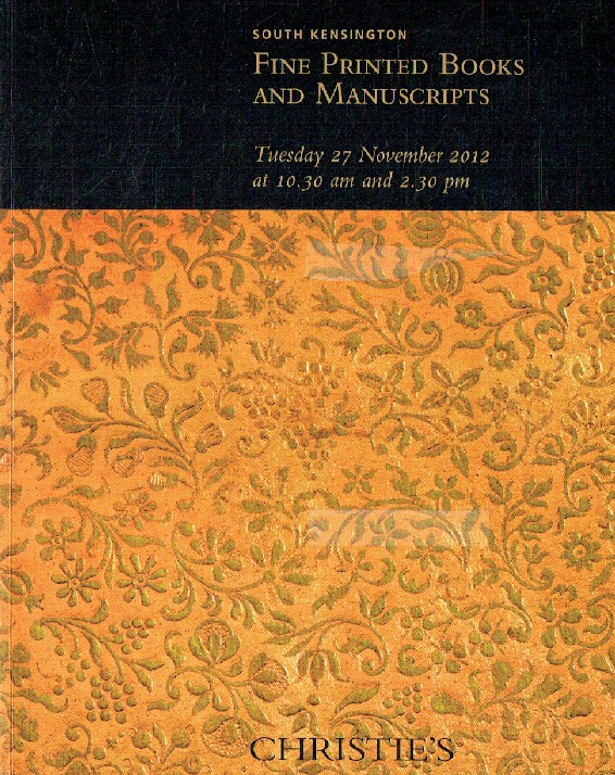 Christies November 2012 Fine Printed Books & Manuscripts
