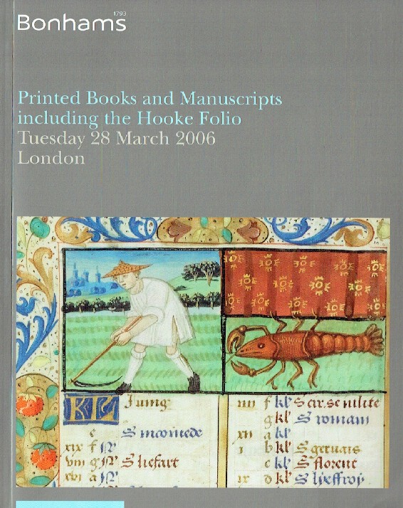 Bonhams March 2006 Printed Books, Maps & Manuscripts inc. Hooke Folio