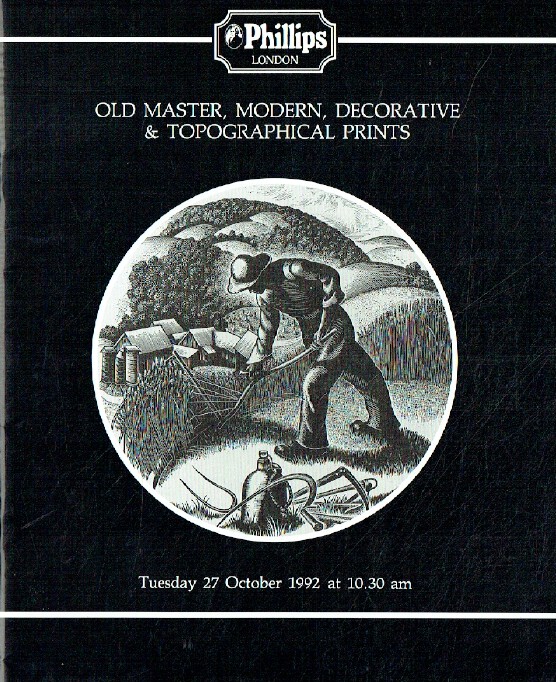 Phillips October 1992 Old Master,Modern, Decorative & Topographical Prints