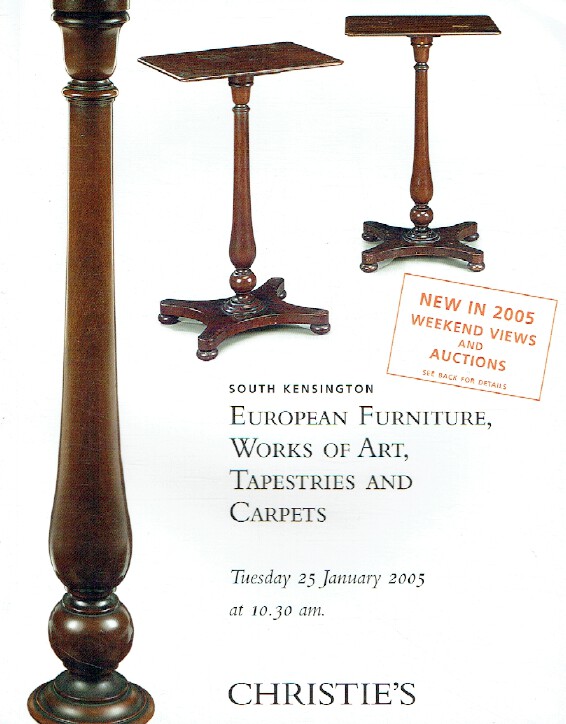 Christies January 2005 European Furniture, WOA, Tapestries and Carpets - Click Image to Close