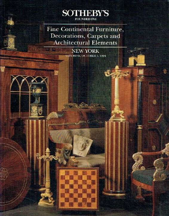 Sothebys October 1994 Fine Continental Furniture, Decorations