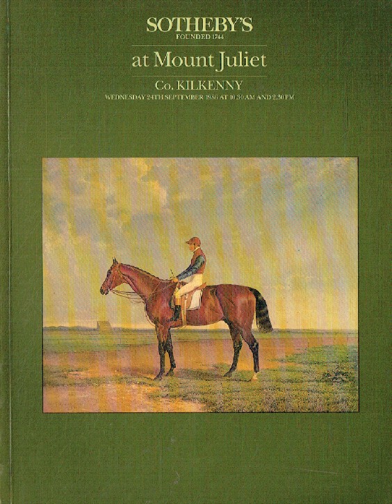 Sothebys September 1986 Mount Juliet,(English & Continental Ceramics, etc)