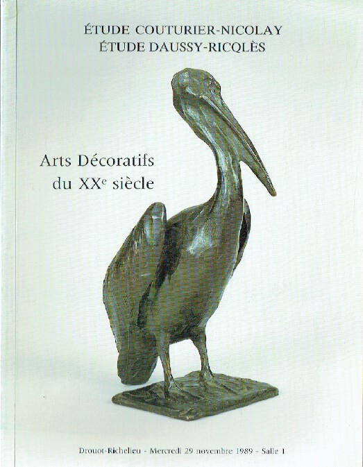 Drouot Richelieu November 1989 20th Century Decorative Arts